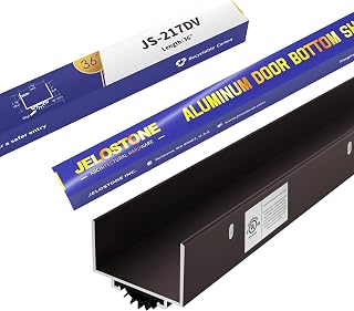 36" U-Shaped Aluminum Door Bottom Shoes(Dark Bronze) - Fire Rated - 1-3/4"W x 1-1/8"H - Weather Stripping Seal for Exterior Doors, Vinyl Insert, JS-217DV