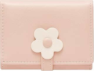 Sunwel Fashion Cute Flower Buckle Small Wallet for Women Girls | Mini Wallet, 7 Card Slots, ID Window, Cash Slot
