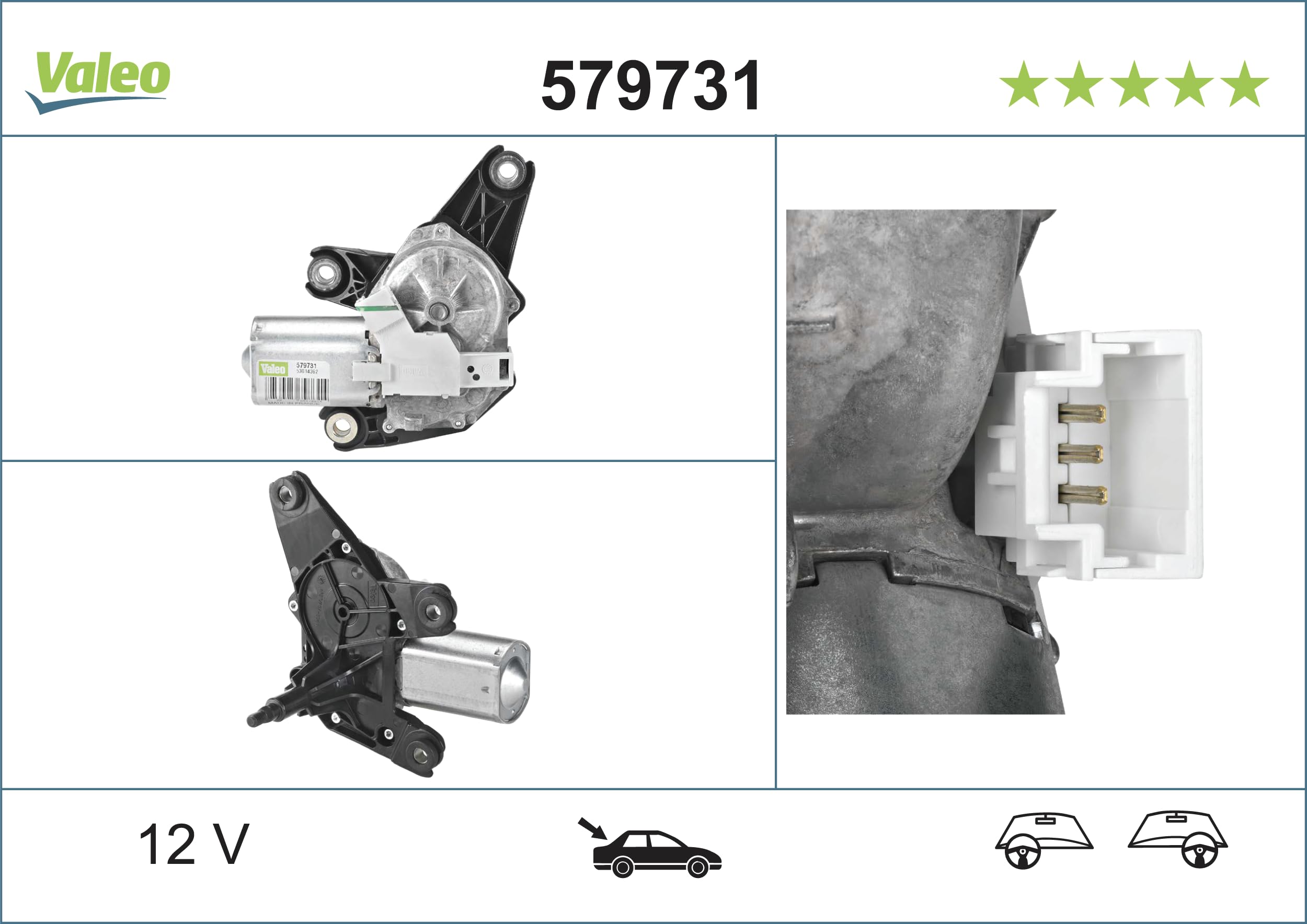 VALEO - Silnik Wycieraczki - Tył - 579731 - PRIMASTAR (X83) (01-), TRAFFIC 2 (EL, FL, JL) (01-), 6