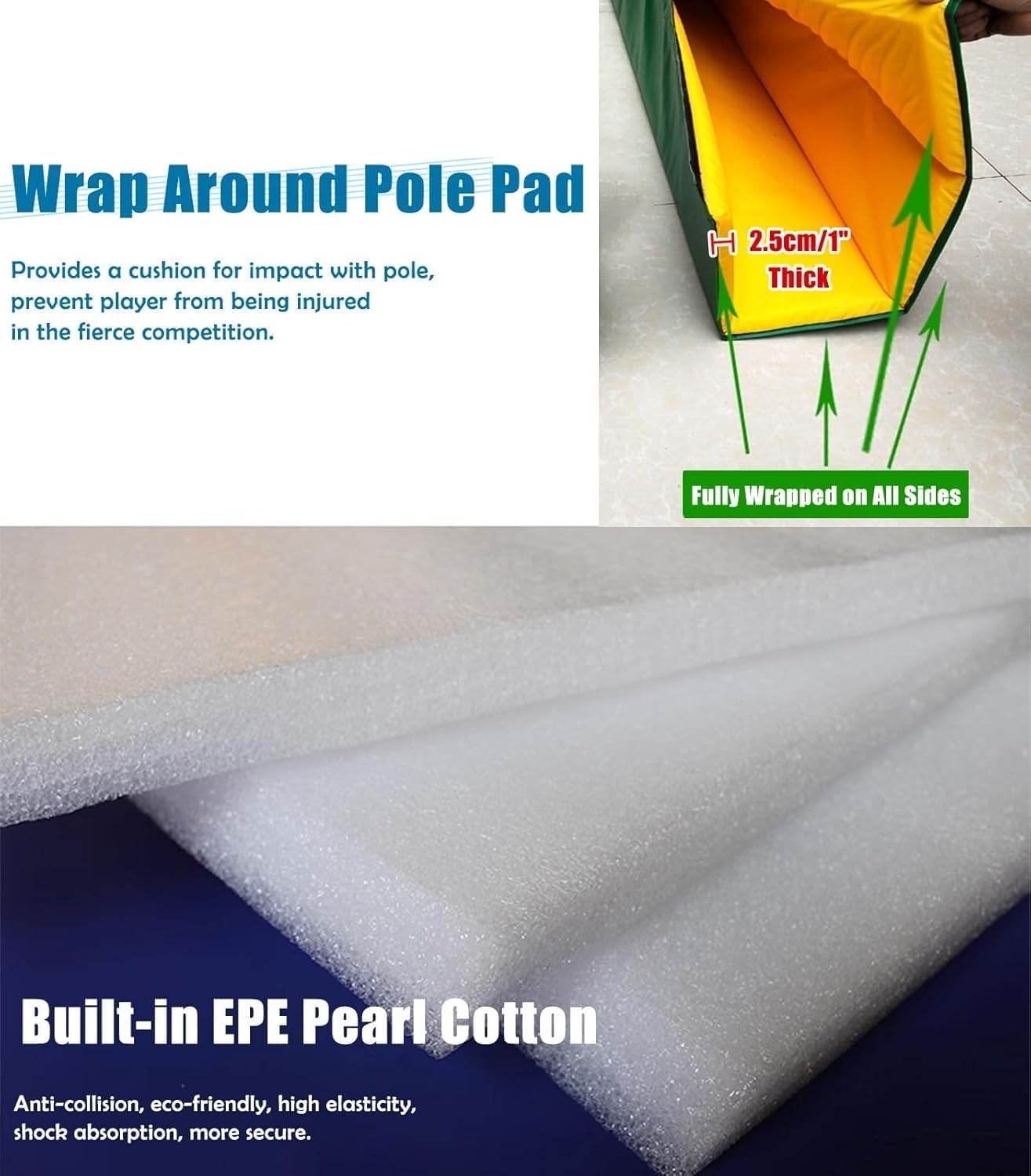 Square Pole Padding Fits 7"x7" 8"x8" Large Poles Columns, Wrap Around Pole Pad for Outdoor Playground Gym, Collision Protection Pole Wrap(Blue 7"x7"(18x18cm) Pole)