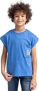 قميص للأولاد بدون أكمام بطباعة عصرية من لوفلي لاند، أزرق