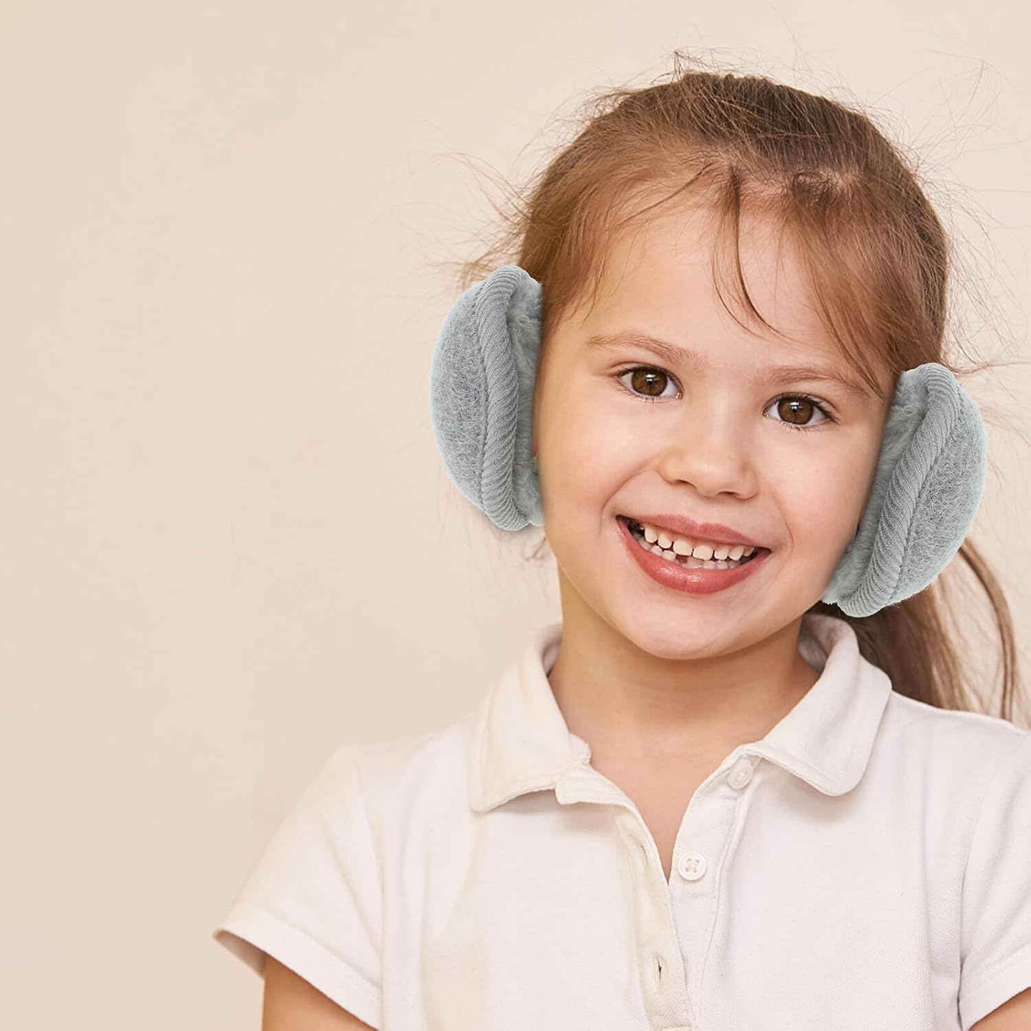 2pcs Plush Ear Muffs Soft Knit Ear Warmers Winter Covers Warming Protectors for Outdoor Cold Weather