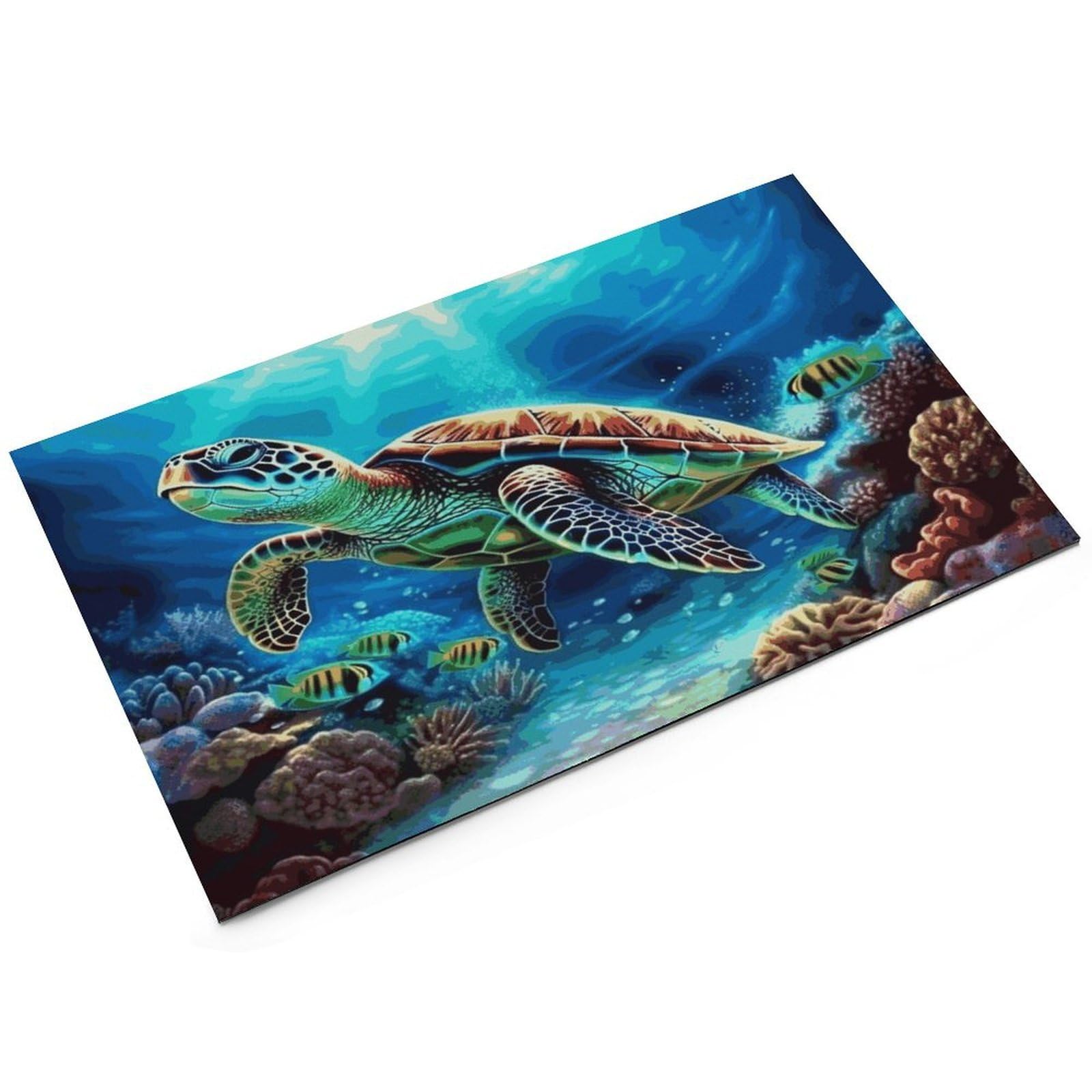 Tapis de nourriture pour chat avec motif tortues de mer - Antidérapant - Facile à nettoyer pour la nourriture et l'eau - 43,2 x 76,2 cm