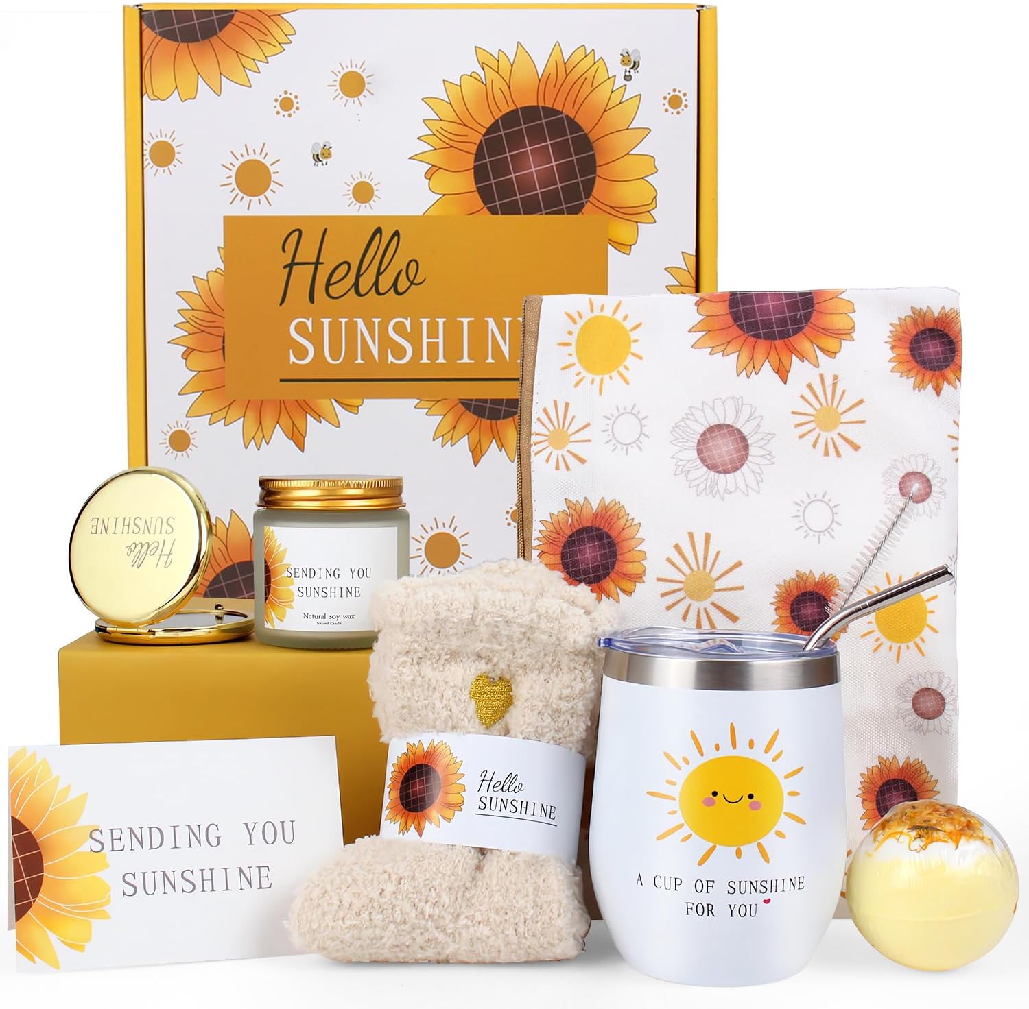 Birthday Gifts for Women Mothers Day Gifts – 8 Pcs Sunflower Gift Baskets for Women, Get Well Gift for Her, Happy Birthday Gift for Mom Sister Daughter Wife Coworker Best Friend Friendship Birthday Gifts for Women Mothers Day Gifts – 8 Pcs Sunflower Gift Baskets for Women, Get Well Gift for Her, Happy Birthday Gift for Mom Sister Daughter Wife Coworker Best Friend Friendship