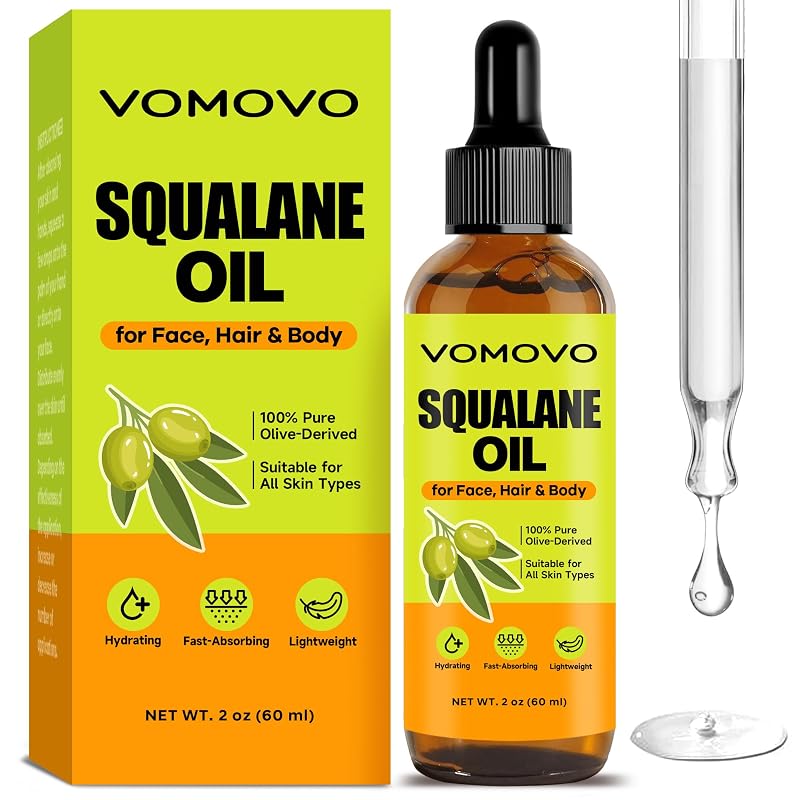 Óleo de esqualano vegetal Vomovo para rosto, cabelo e corpo, 60 mL
