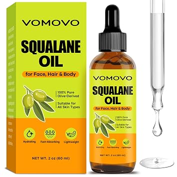 Squalane Oil 2 oz 100% Plant-Derived Oil, Squalane Oils for Face, Hair & Body,Lightweight, Fast-Absorbing, Fragrance-Free Hydrating Serum, Restores Skin Barrier, Suitable for All Skin Types