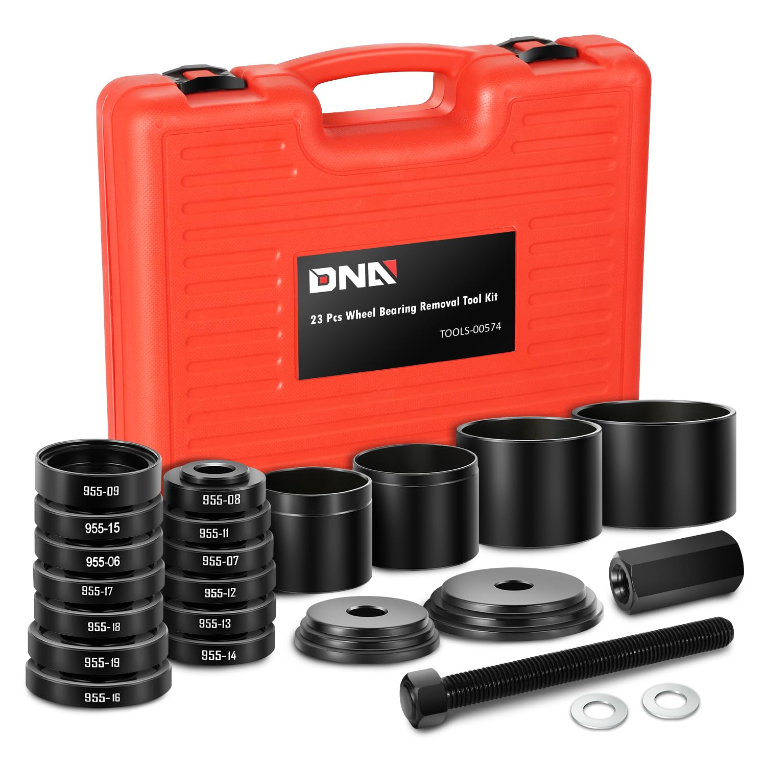 DNA Motoring 23pcs Front Wheel Drive Bearing Removal Installation Tool Set, Wheel Bearing Puller Adapters Kit, TOOLS-00574