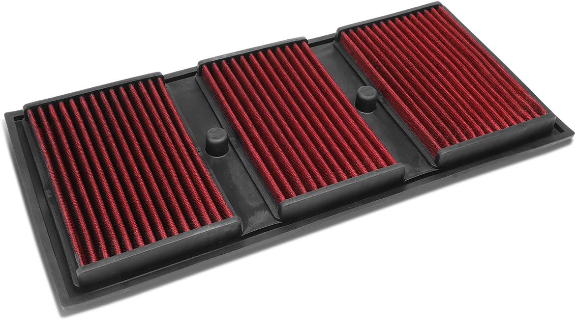 Auto Dynasty High Flow Engine Air Panel Filter Drop-in Reusable & Washable Compatible with Mercedes C300 E350 GLE400 GLK350 (Red)