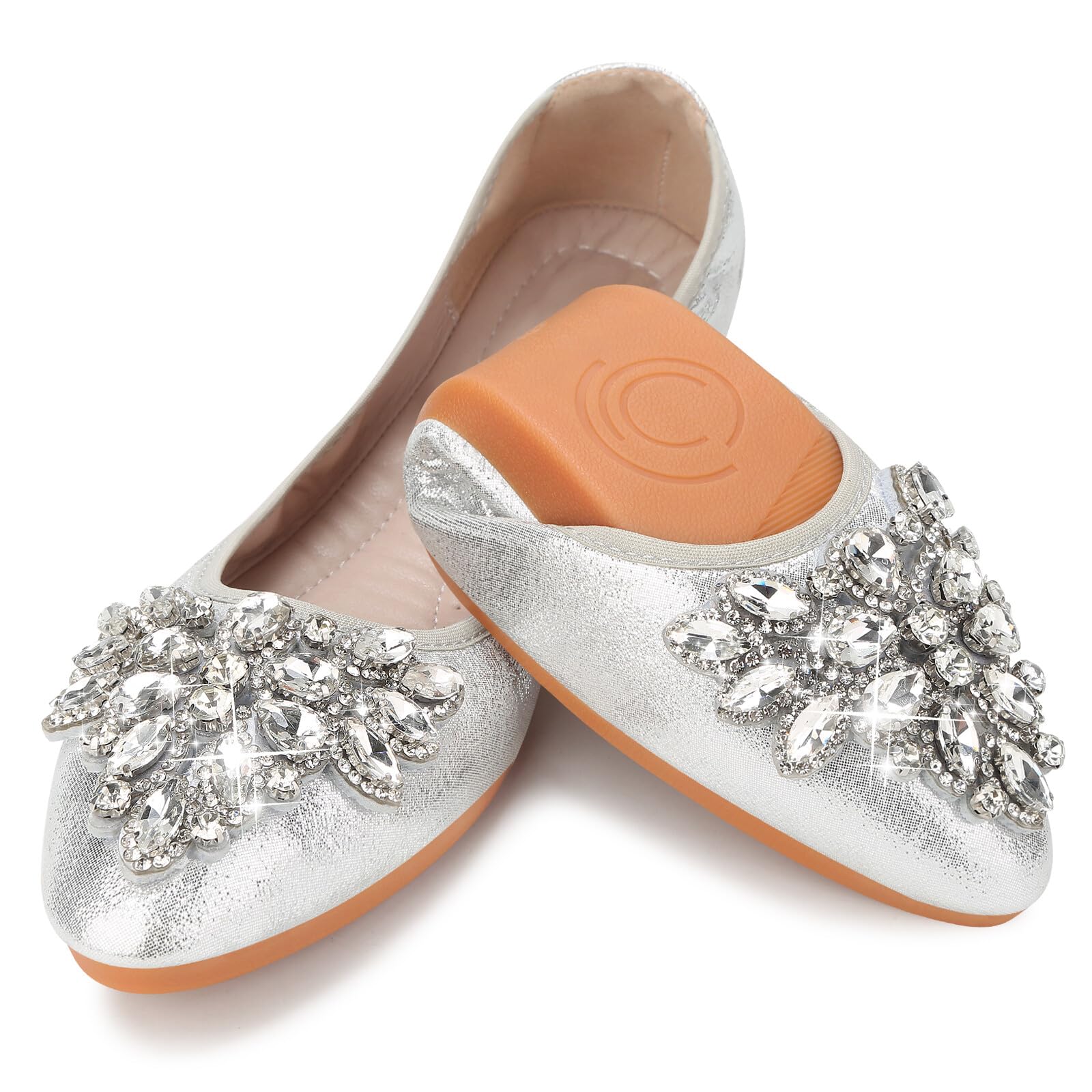 KUNWFNIX Rhinestone Foldable Flats