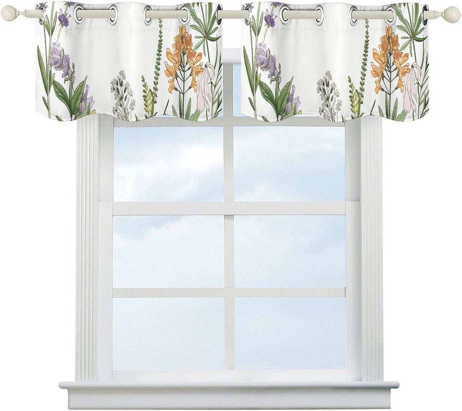 Leaves and Ginger Valance for Windows, 2 Pack Kitchen Curtains Modern Home Decor, Soft Blackout Window Curtains for Living Room & Bedroom, 18 X 52 Inch