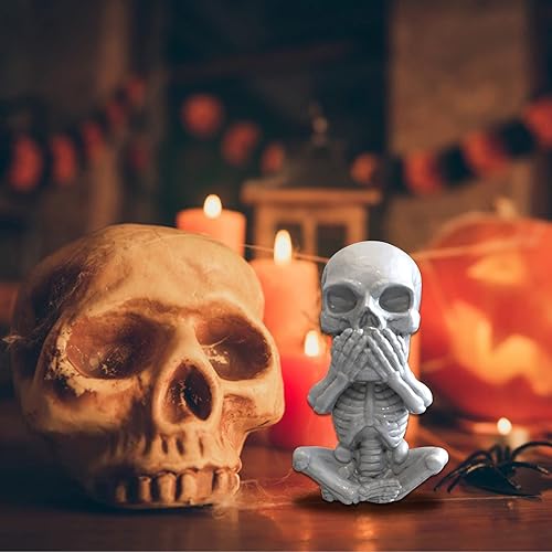 Miniatura 5 de Molde de vela de calavera 3D, columna de resina de silicona, para aromaterapia, cera de fundición, fabricación de cera de polímero, bricolaje (no