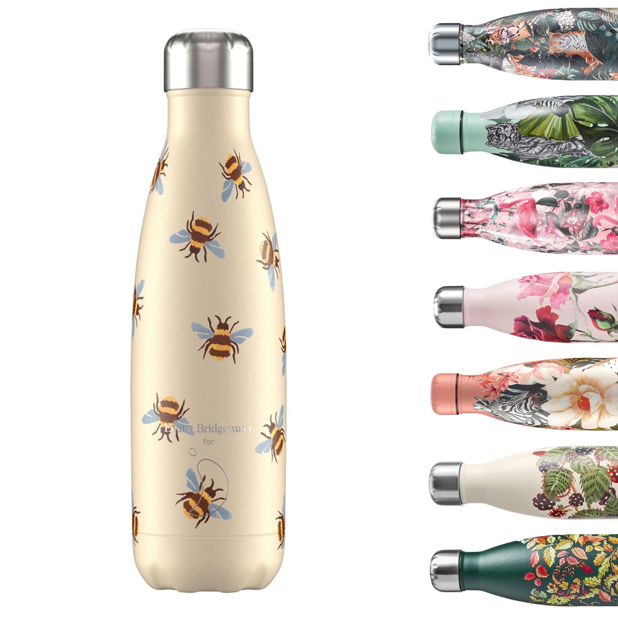 Chilly's Original Water Bottle - Vacuum Insulated Stainless Steel Water Bottle, Reusable Thermal Flask For Hot & Cold Drinks - Leak Proof, No Sweat - Ink Stripe, 500ml