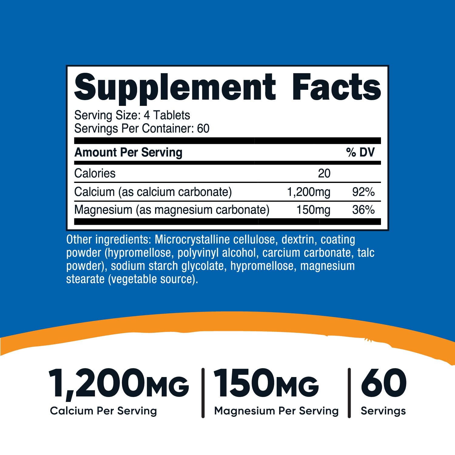 Nutricost Calcium & Magnesium Carbonate 240 Tablets, 60 Servings, GMO-Free — Amazon image 2