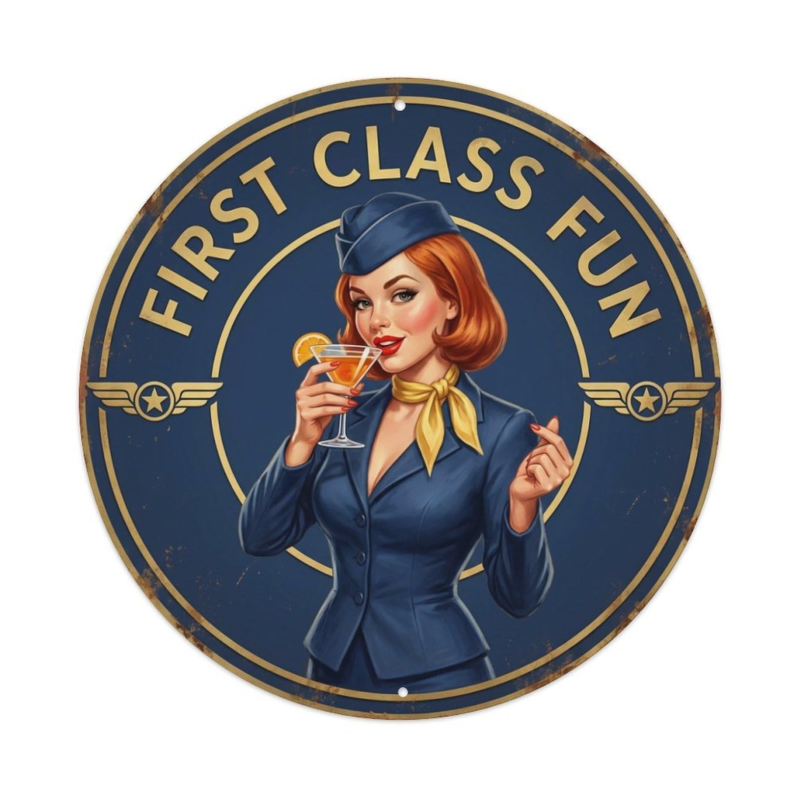 Flight Attendant First Class Fun Funny Quote Metal Tin Sign