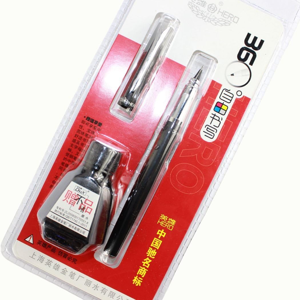 Gullor 3266 black fountain pen 360 degree nib with a