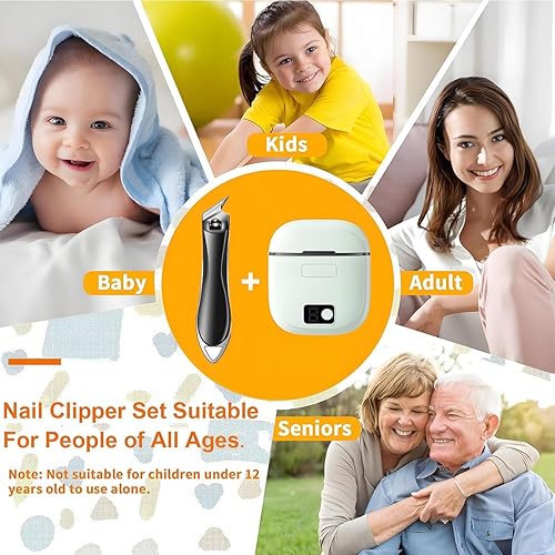 Miniatura 3 de Cortaúñas eléctrico, juego de cortaúñas mejorado 2026, incluye un cortaúñas automático 2 en 1 (con luz LED y caja de almacenamiento), un cortaúñas