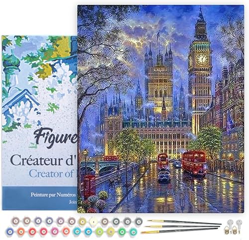 Vista 82 de Figured'Art - Juego de pintura por números, lienzo enrollado sin marco, para manualidades, para adultos, 16 x 20 pulgadas, jarrón de peonías