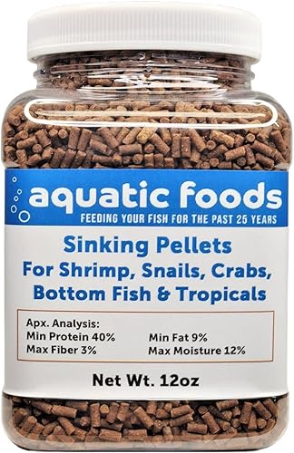 Miniatura 1 de Aquatic Foods Inc. Zeigler - Pellets de camarón, 40% de proteínas, pellets de 116 x 38 pulgadas para camarones, caracoles, cangrejos, bagres, plecos