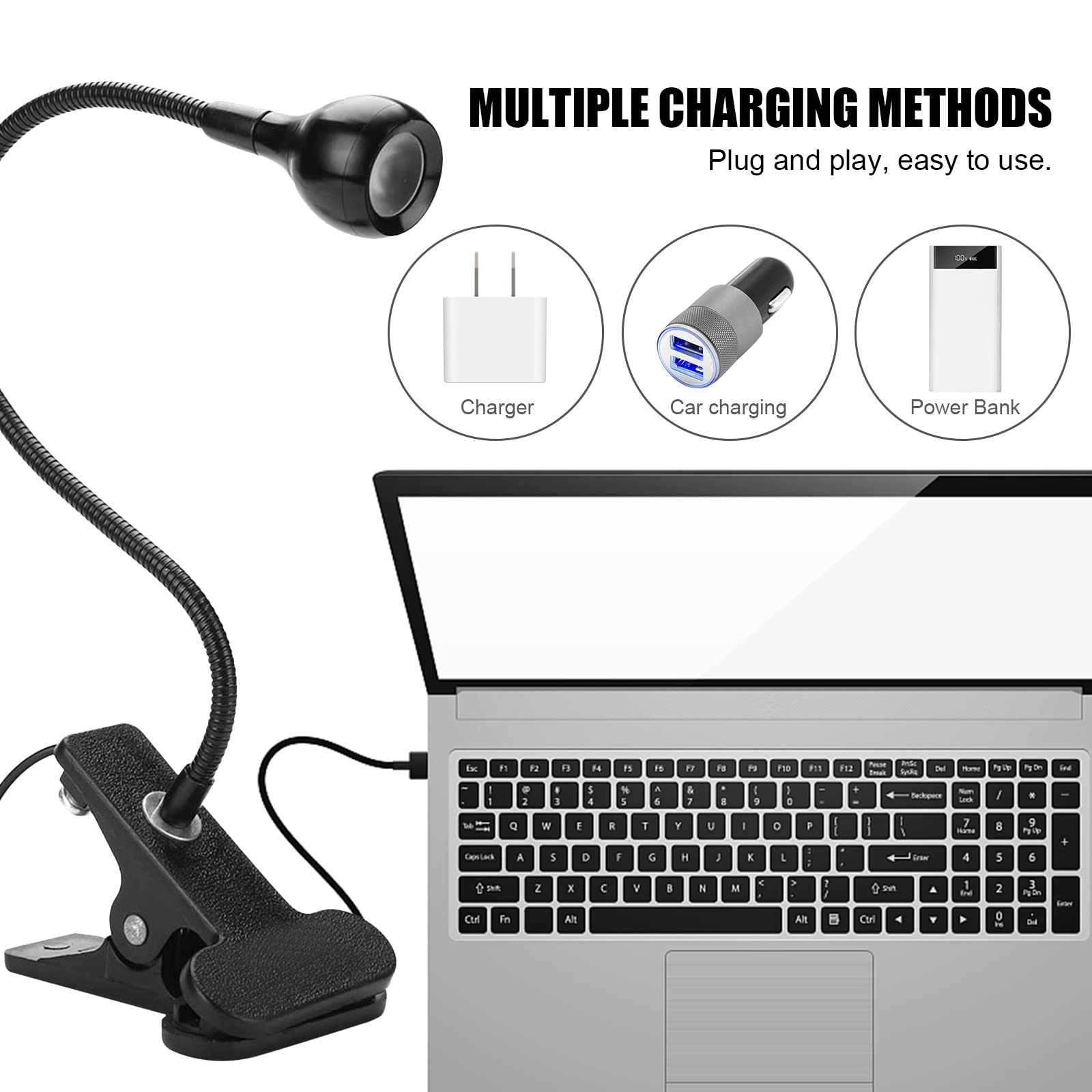 Lampada UV Unghie Gel 3W LED USB Lampada di Essiccazione UV per Gel Resina e Colla UV con Clip e Interruttore,Professionale Lampada Led Unghie Adatto per Manicure Indurimento Resina Nero