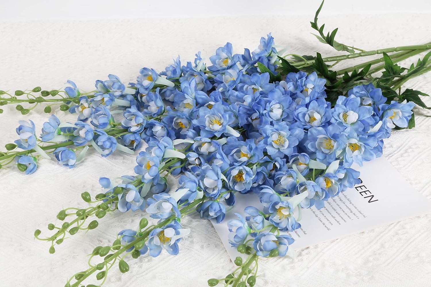 IPOPU 41.33 in Blue Delphinium Artificial Flowers 5 PCS Larkspur Artificial Flowers Silk Flowers Long Stem Flowers for Tall Vase Real Look Flowers for Home Wedding Home Decoration(Sky Blue)