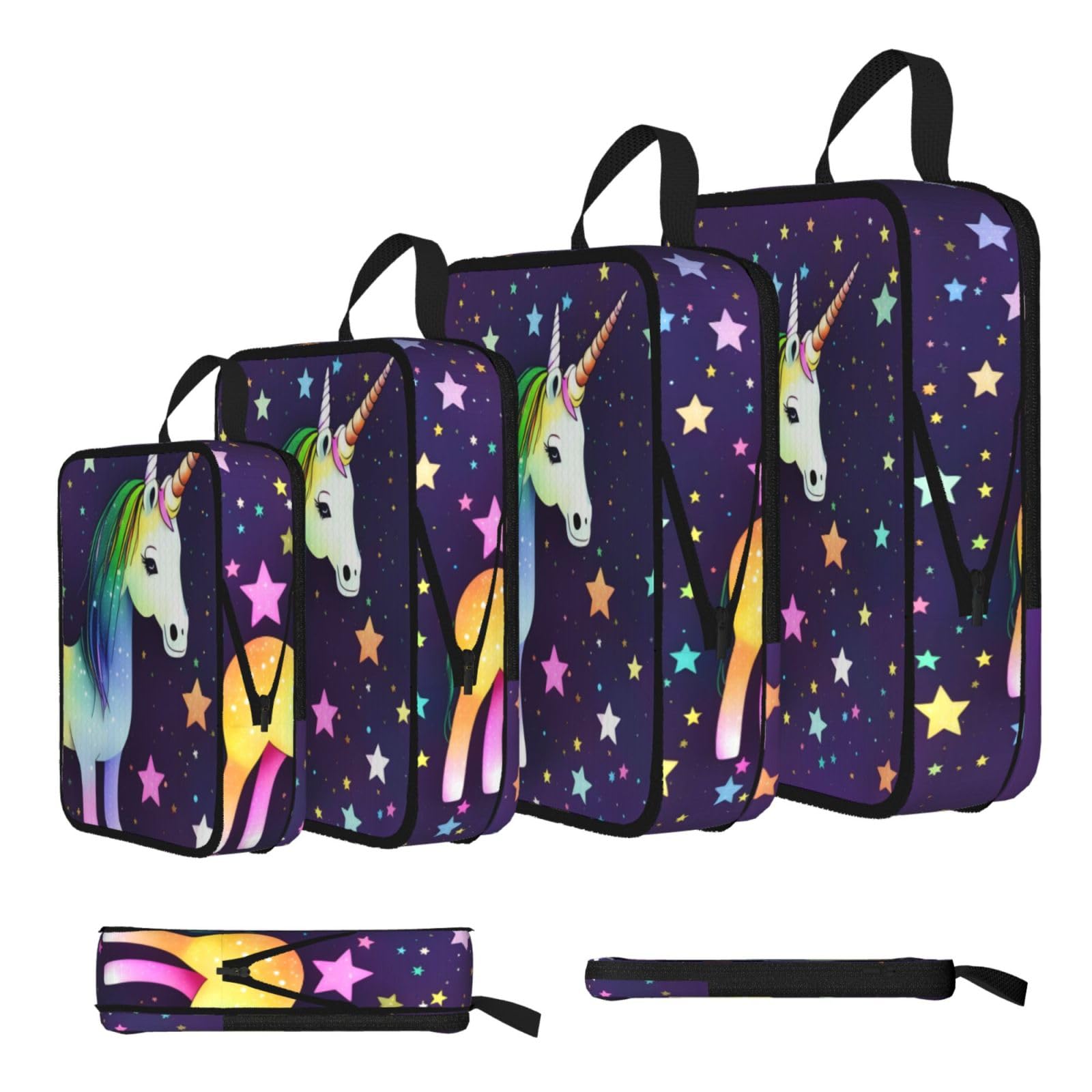 Sxzvvbn Black One-Horse Star Compression Packing Cubes 4 Piece Set