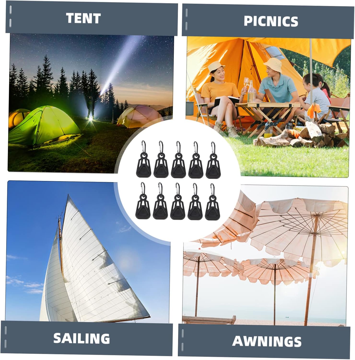 Sosoport 20sets Camping Tarp Clips Tent Tarp Hooks for Windy Conditions Easy Rope Attachment
