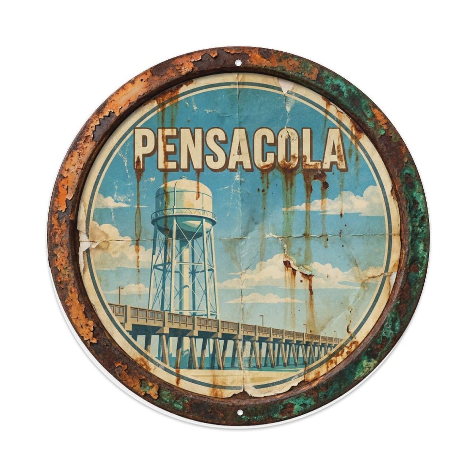 Tgrcjimh Style Metal Tin Sign Vintage Travel Usa Pensacola