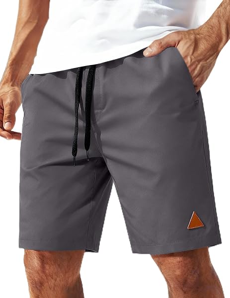 COOFANDY Kurze Hosen Herren Baumwolle Sommer Shorts mit Gummizug und Reißverschlusstaschen Atmungsaktiv Chino Bermuda für Sommer, Urlaub & Freizeit - 1