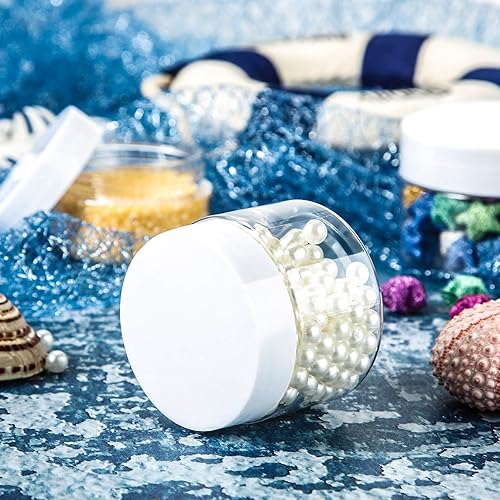 Miniatura 4 de SATINIOR 24 tarros de plástico transparente vacíos con tapas, recipientes redondos de almacenamiento de boca ancha para productos de belleza, crema