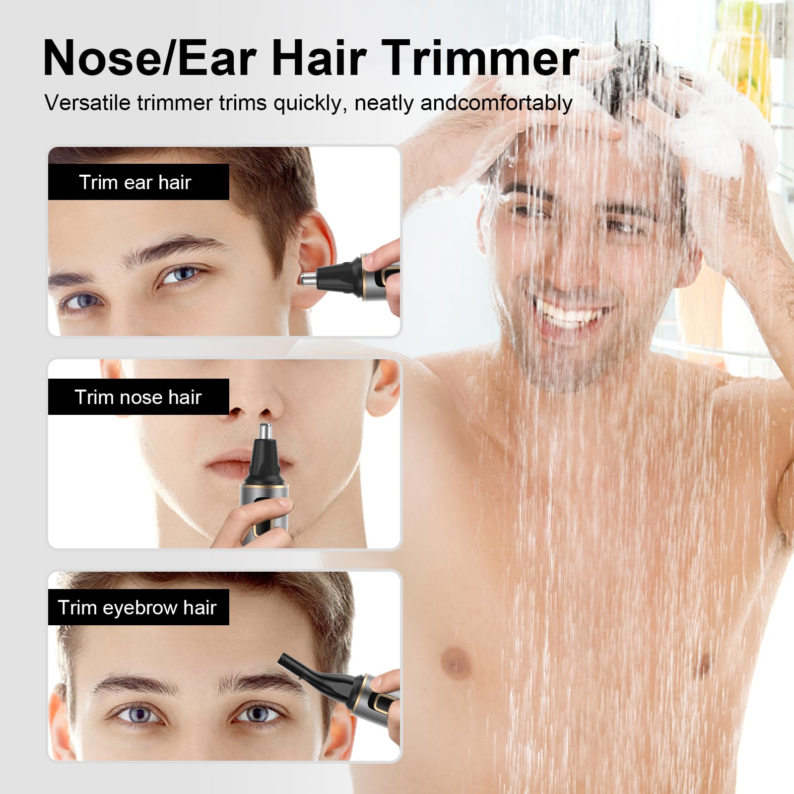 XOOMRSCP Nasenhaartrimmer für Männer, Schmerzloser USB Wiederaufladbarer Nasenhaarschneider, Ohr- und Nasenhaarschneider für Männer, Professioneller Gesichtshaartrimmer mit IPX7 wasserdichten Dual