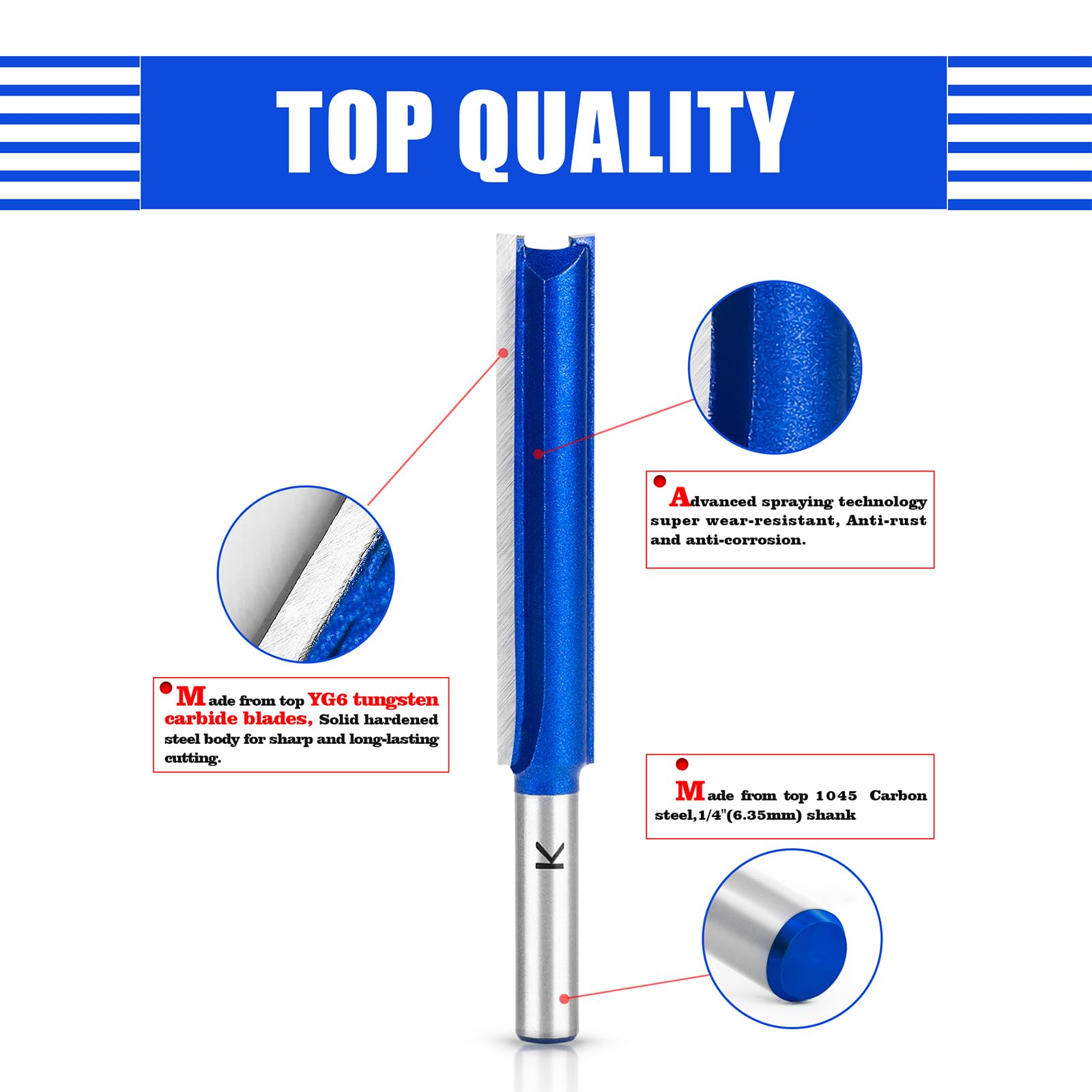 1 fresa recta para fresadora de 8 mm, fresa de ranura extralarga para madera, longitud de trabajo extra larga, 50 mm