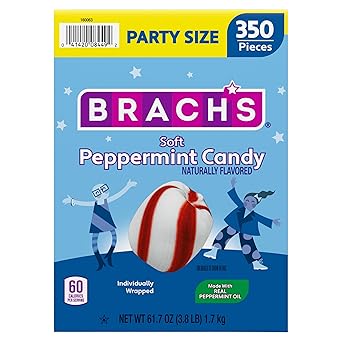 Brachs Soft Peppermint Candy, Individually Wrapped Pieces, 61.7 oz Carton 350 Pieces