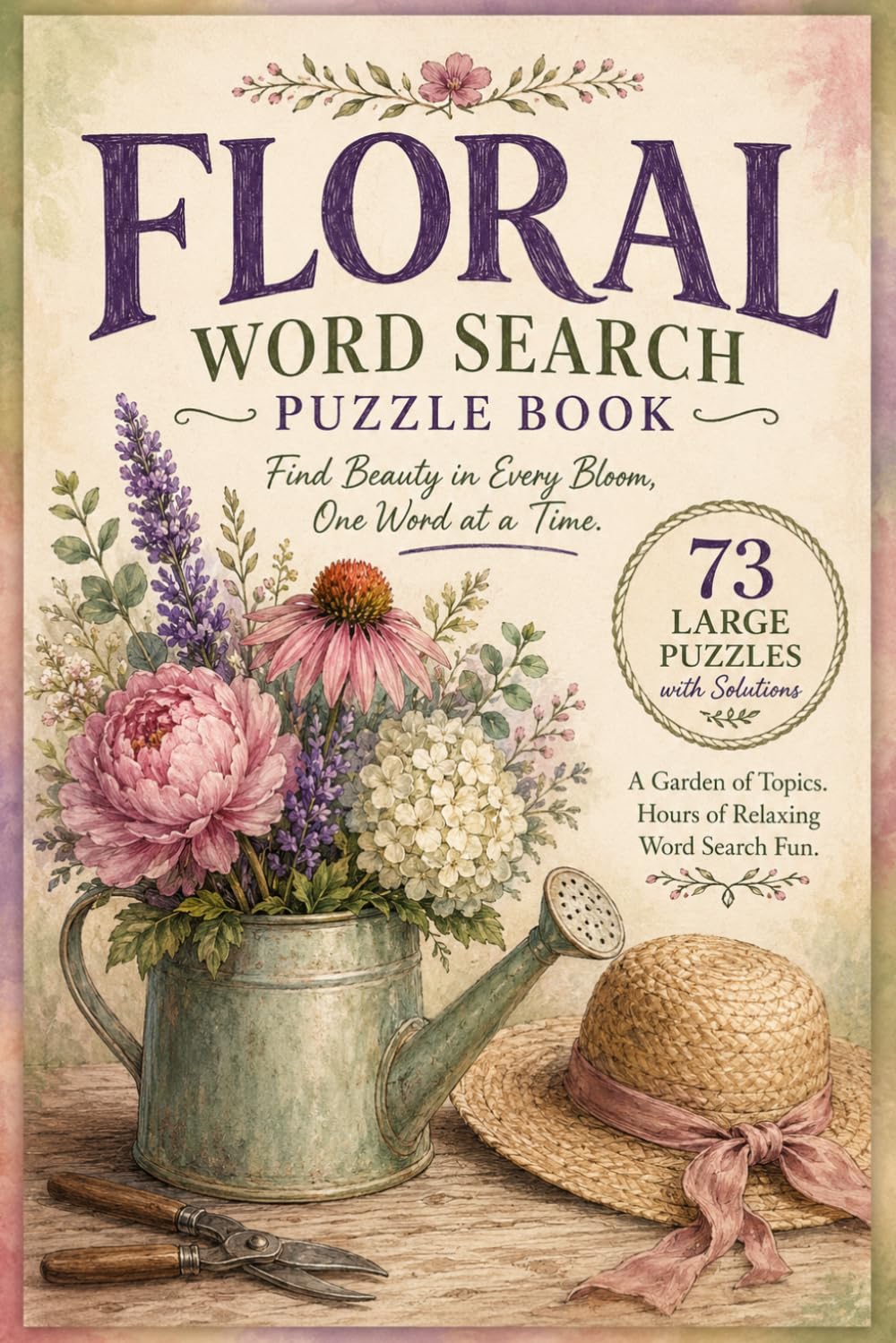 Floral : Word Search Puzzle Book: 73 Large Print Floral Puzzles with Solutions for Flower & Garden Lovers