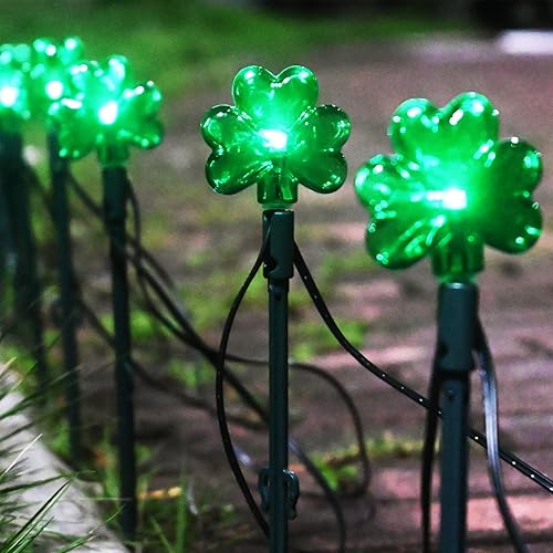 Miniatura 3 de Guirnalda de luces mejoradas para el día de San Patricio, juego de 20 luces LED de 33.7 pies, luces solares de estaca de jardín, impermeables al