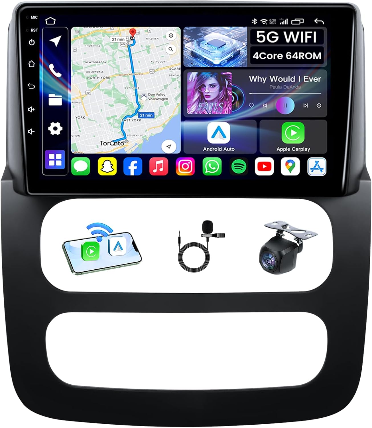 4Core 64ROM Car Stereo for Dodge Ram 1500 2500 3500 2002 2003 2004 2005: 9 Inch 1280x800 IPS Touchscreen for Ram Radio Upgrade Wireless CarPlay/Android Auto Bluetooth WiFi GPS FM Backup Camera