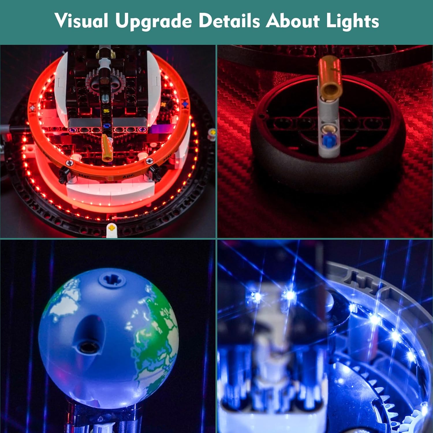 Light Compatible with Lego Technic Planet Earth and Moon in Orbit - No Models Only Light, Creative Lighting Set Accessories Compatible with Lego Planet Earth Moon in Orbit 42179 Technic Set