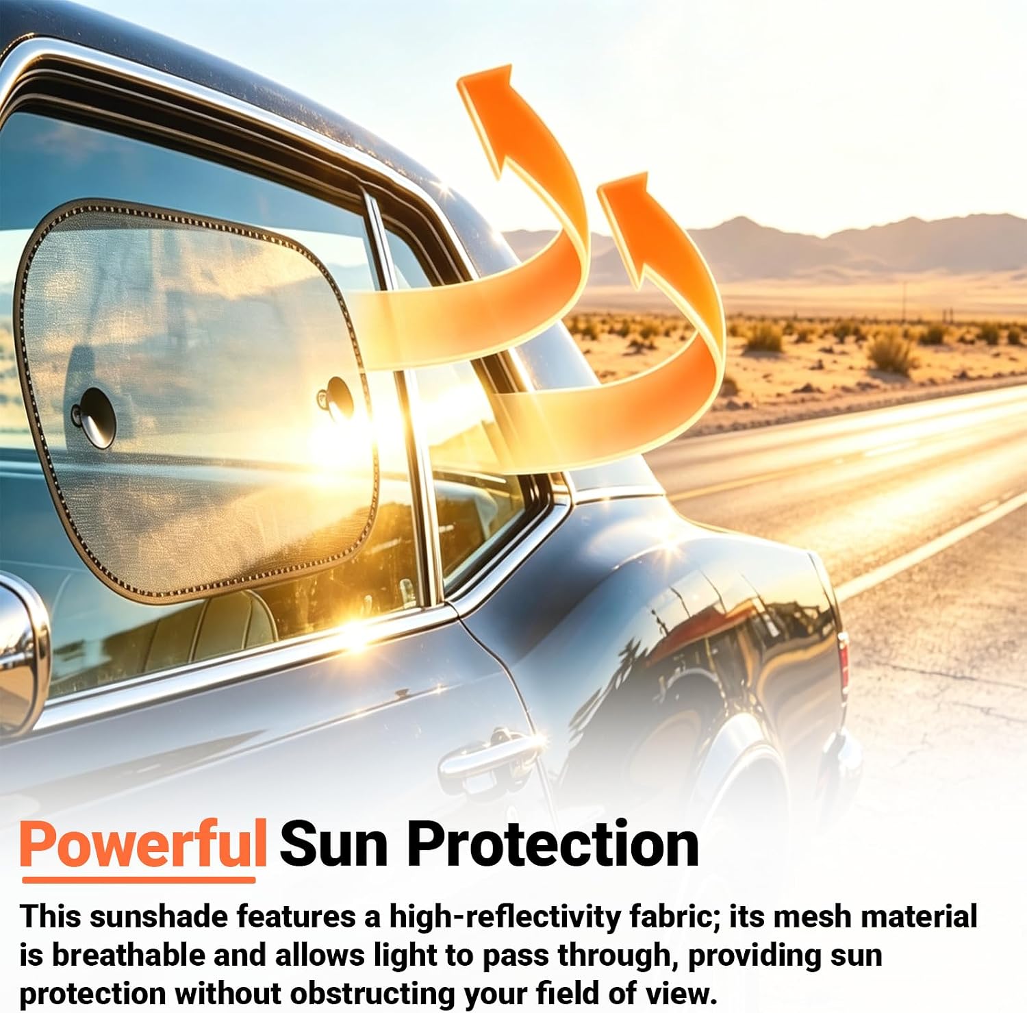 2 Pack Car Sun Shade, 20''x12'' Mesh Window Shade with Suction Cups for Side Windows, Car Window Privacy Shade, Breathable Sun Blocker for Baby Kids Pets for Most Cars SUVs
