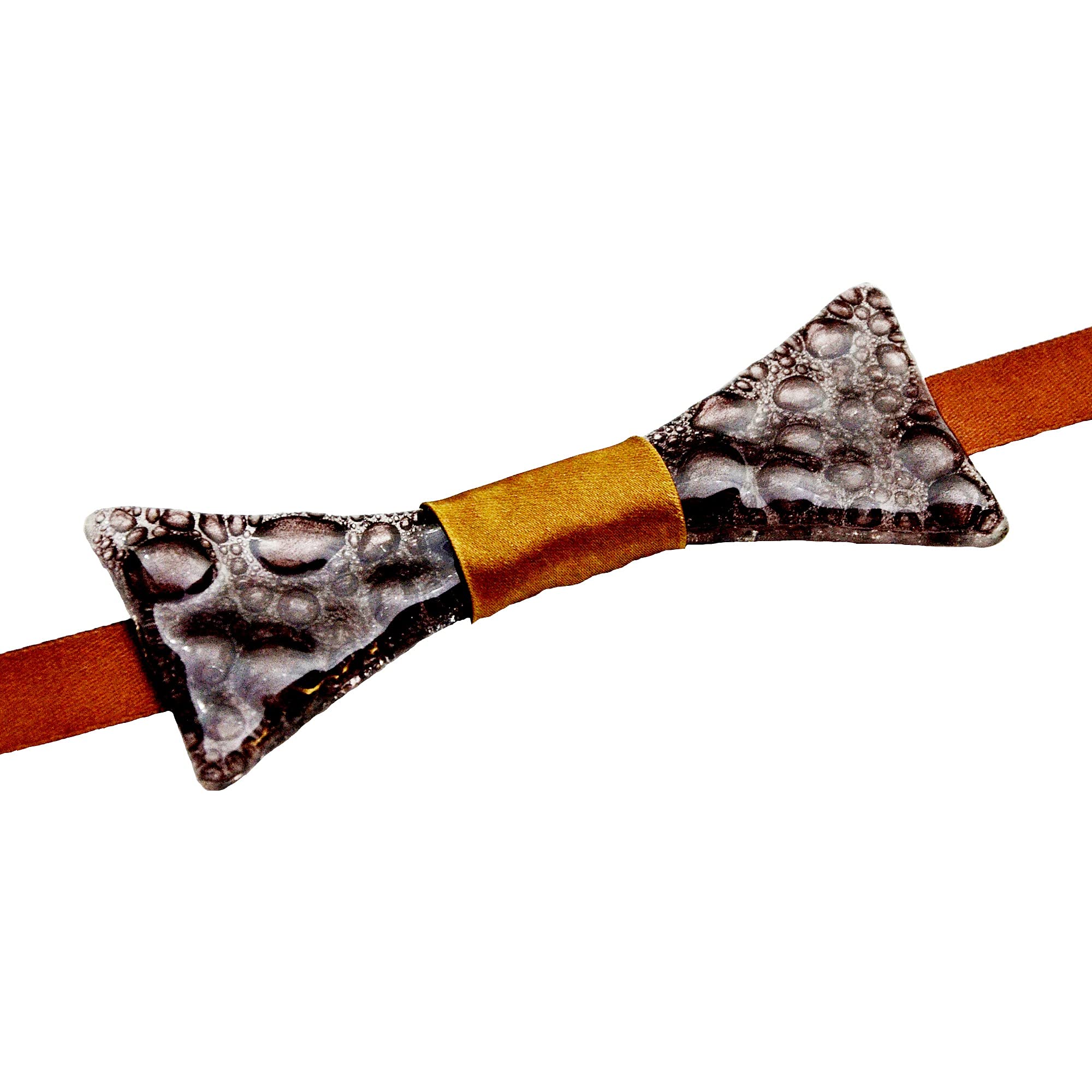 Papillon marrone • Vetro ceco • Vetro a bolle ceco • Nastro di raso • Papillon fatto a mano
