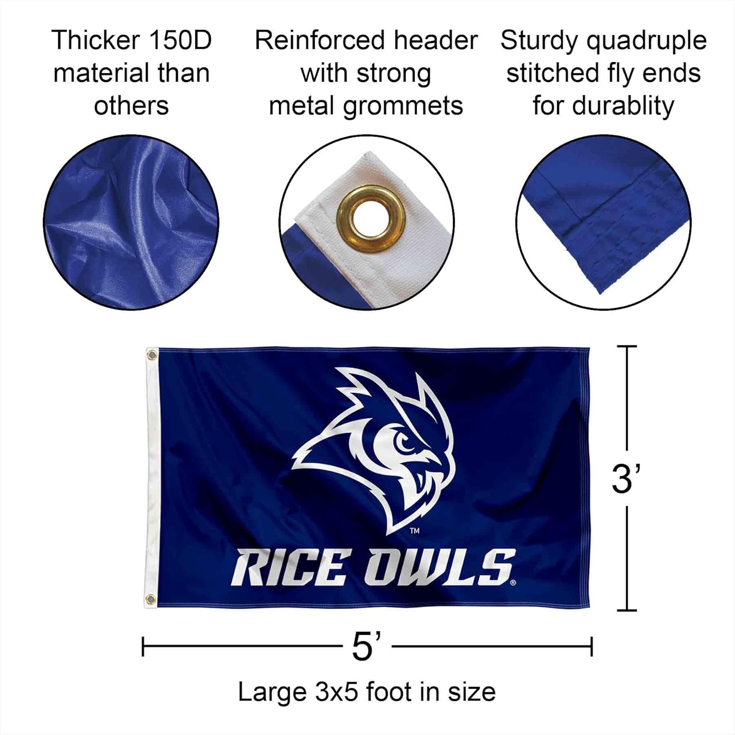 Rice Owls Wordmark Flag - Image 2