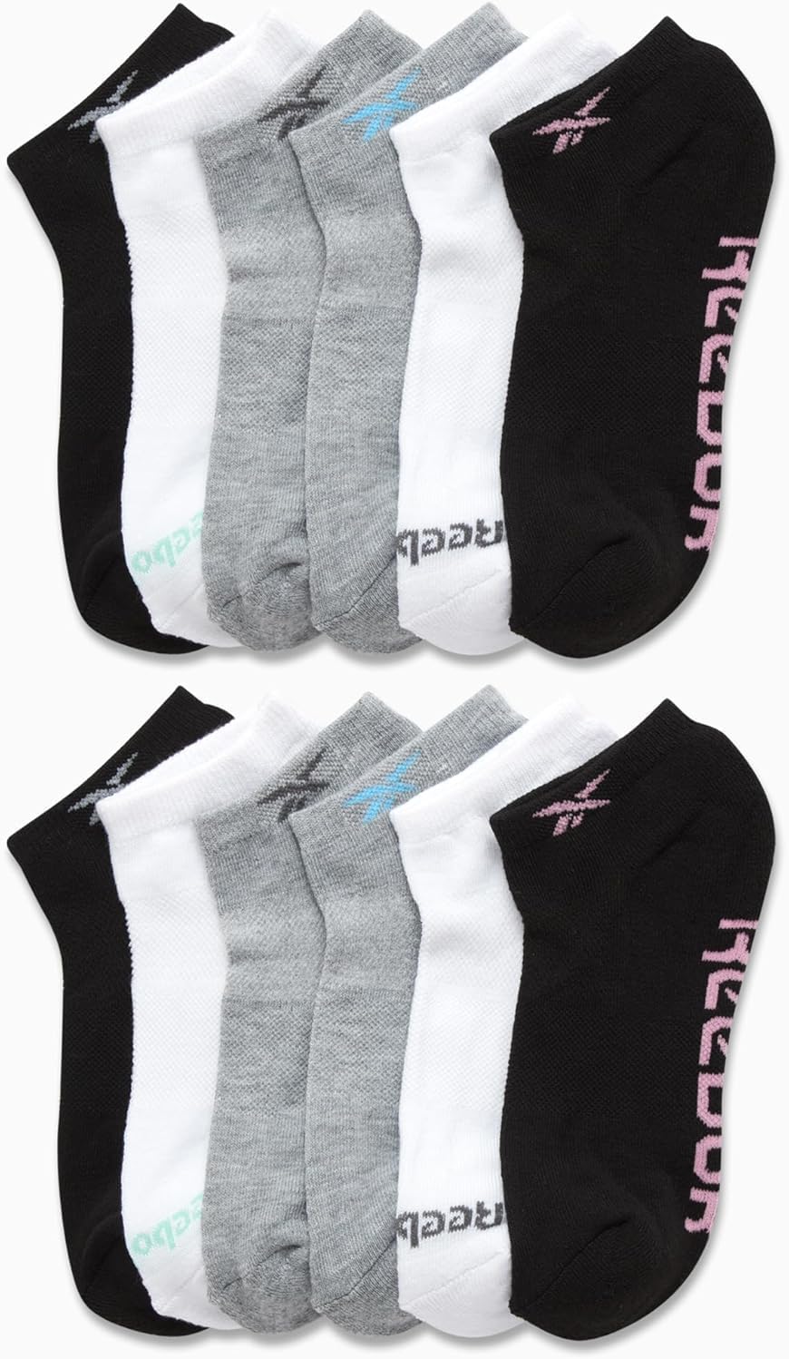 Reebok Womens Low Cut Socks - 12 Pack Performance Cushioned Comfort No Show Sock - Athletic Socks for Women (4-10)