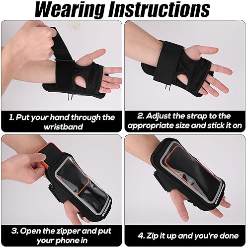 Miniatura 5 de Soporte de teléfono para correr, soporte de teléfono negro con agarre de mano para correr, pulsera Frearm Band para iPhone Pro Max Plus