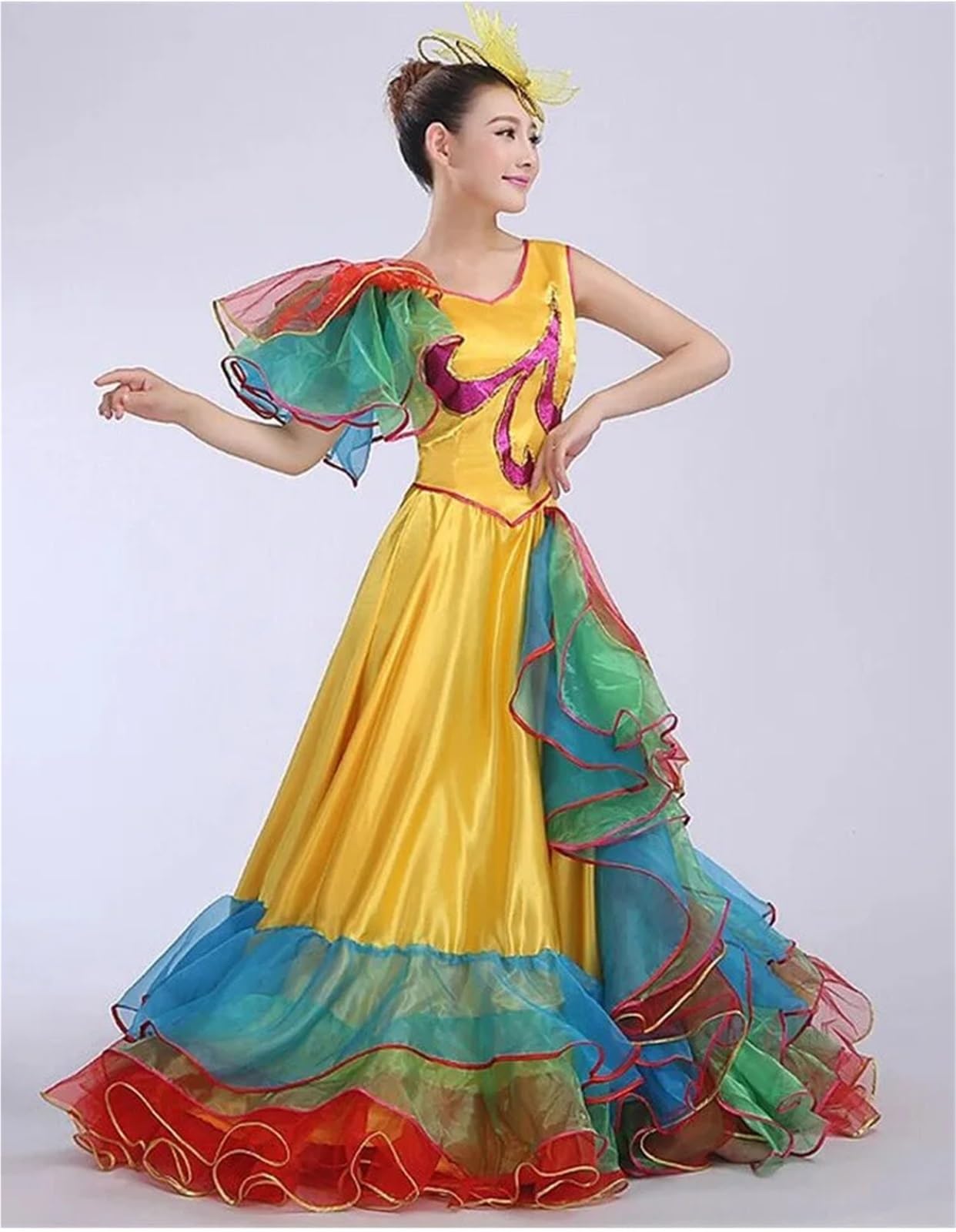 Falda Flamenca Mujer Vestido de baile flamenco for apertura, vestido deslumbrante for adultos, ambiente moderno, actuación