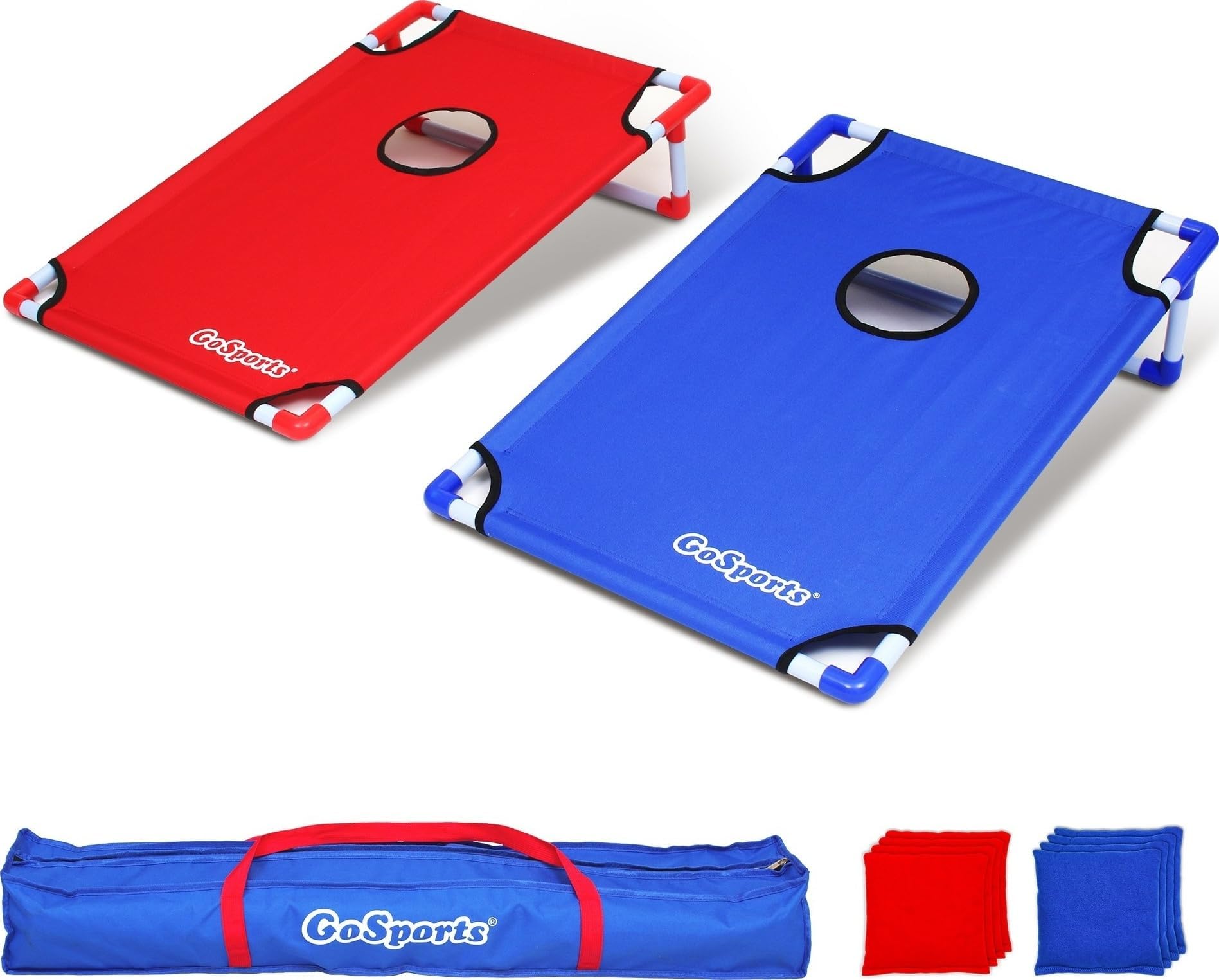 GoSports Portable Cornhole Set with Carry Case - Outdoor Lawn Bean Bag Toss Game for Adults and Family - Beach, Camping, Yard Games & More