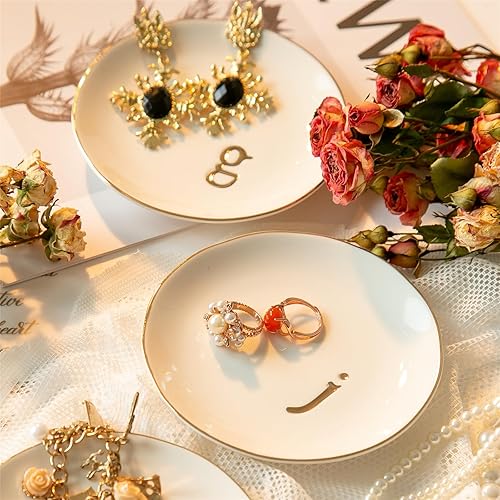 Miniatura 5 de Soporte para anillos de cerámica para joyas, bandeja de joyería, plato para anillos, decoración estética de habitación, regalos de compromiso,
