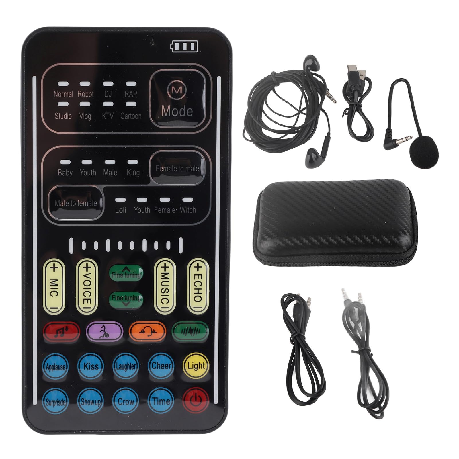 Juego de Cambiador de Voz I9, Cambiador de Voz con Micrófono Portátil de Mano, con 8 Sonidos y Efectos de Sonido Diferentes, Luces LED, Plug and Play, para Teléfono Móvil y PC