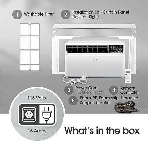 Miniatura 5 de LG Aire acondicionado inteligente de ventana con inversor dual de 8,000 BTU, 115 V, enfría 340 pies cuadrados para dormitorio, sala de estar,