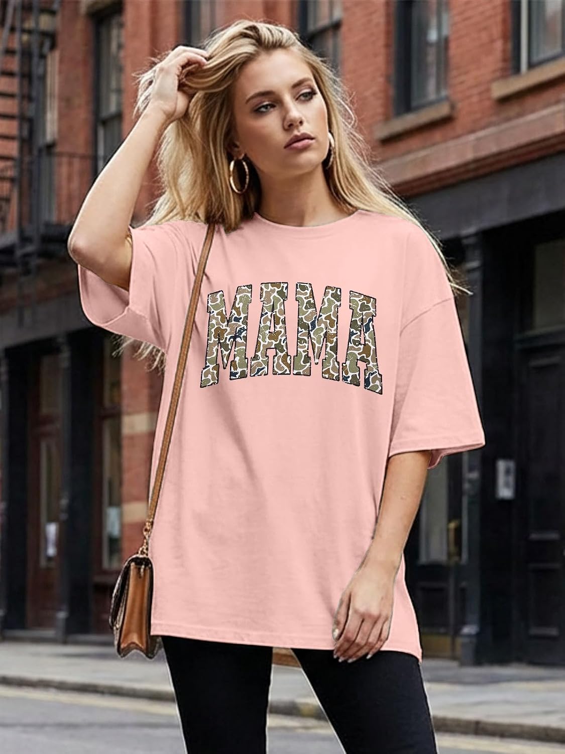 Oversized Mama Shirts for Women Camo Mama Letter Print Tshirt Mom Life Tops image 4