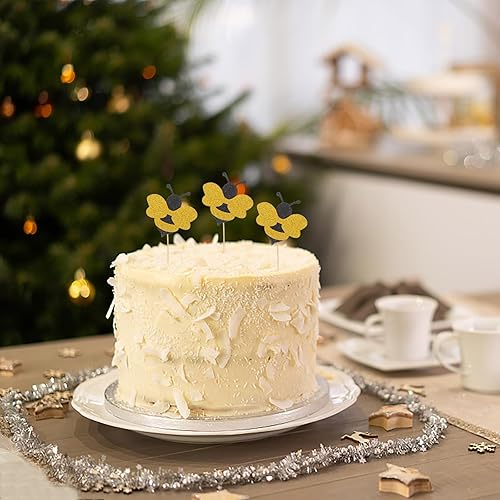 Miniatura 8 de 72 piezas de decoración para cupcakes de abejorros con purpurina para decoración de pasteles de abejorros para fiestas temáticas de abejas, baby