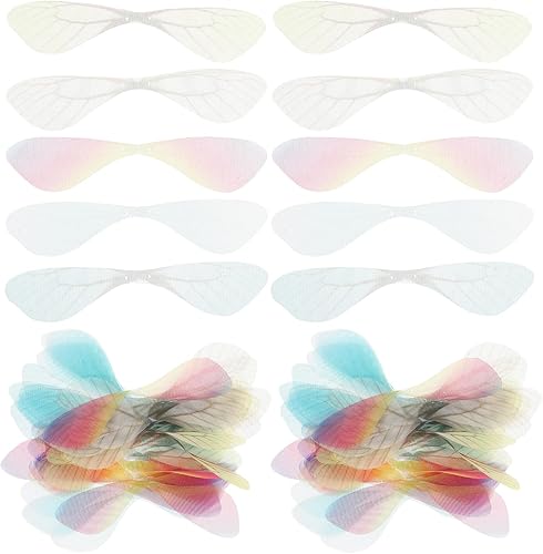 Miniatura 8 de NUOBESTY Alas de libélula de bricolaje, 50 unidades, dijes de alas de mariposa hechos a mano, alas de libélula de boda, decoración de tela, joyería,
