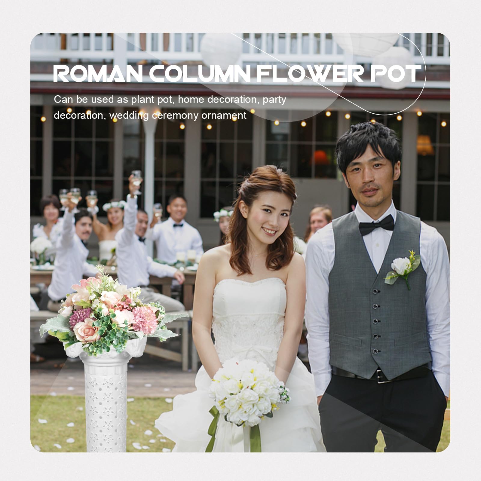 Supvox Römische Hochzeitssäule aus Kunststoff Hohle Dekosäule mit Blumenständer Wetterfeste Tischdeko für Hochzeitsfeier und Wegweiser Zufälliger Stil